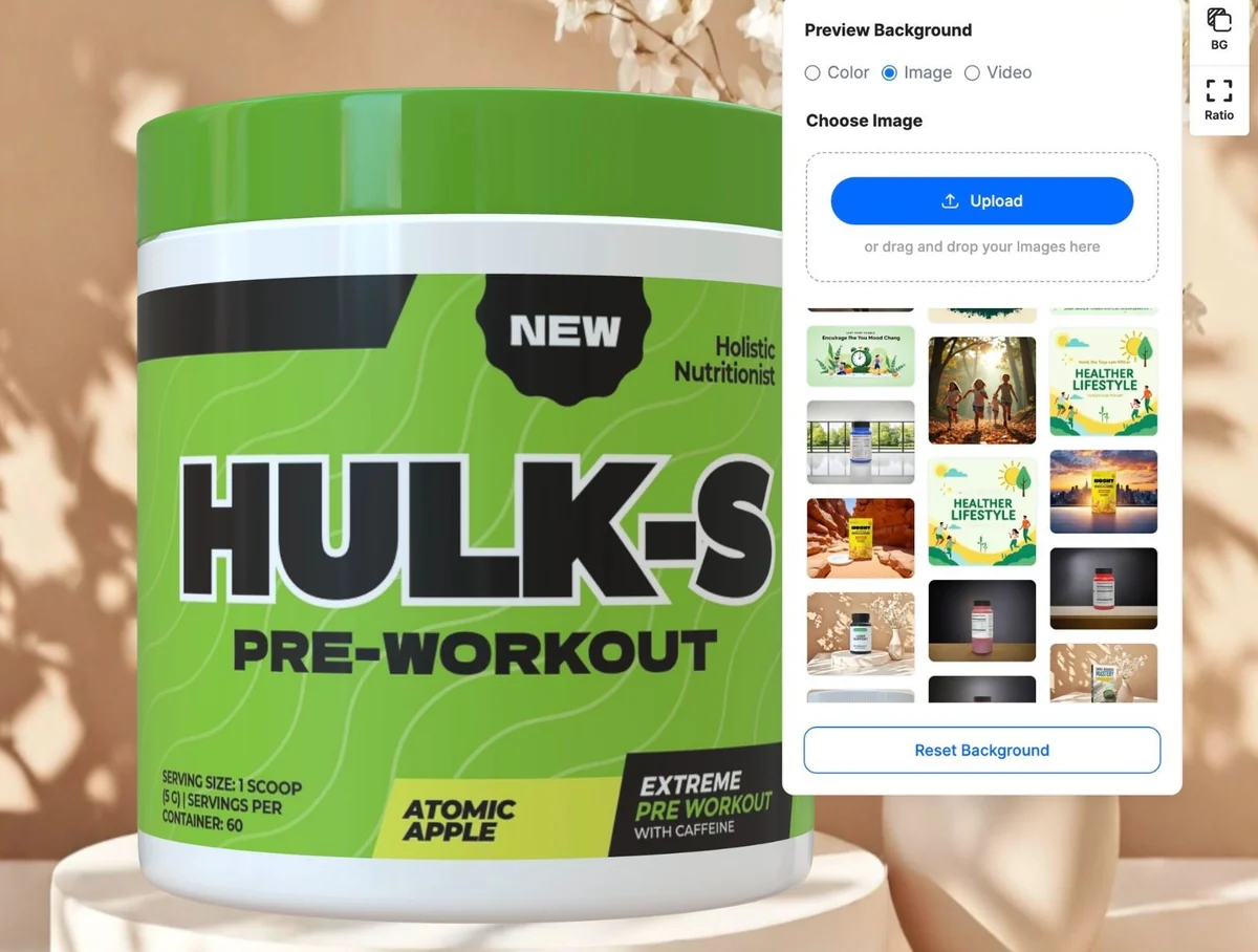 Hulk-S tub on a sunlit podium photo background chosen from the image library