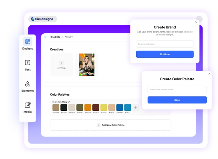 ClickDesigns Agency Management Center screenshot