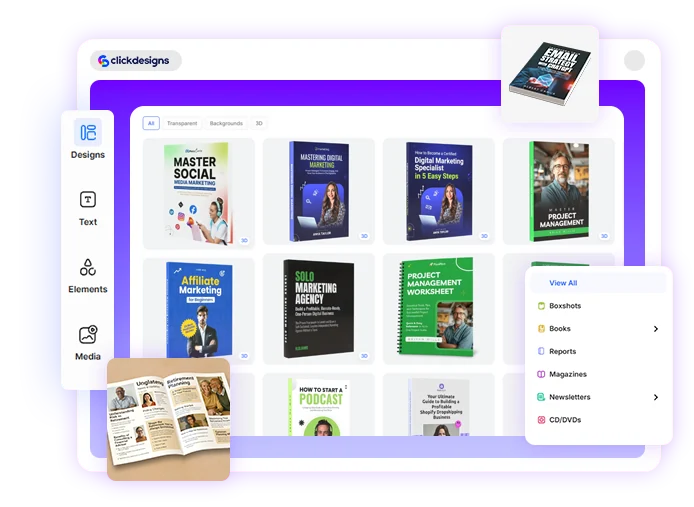 ClickDesigns showcase design samples screenshot