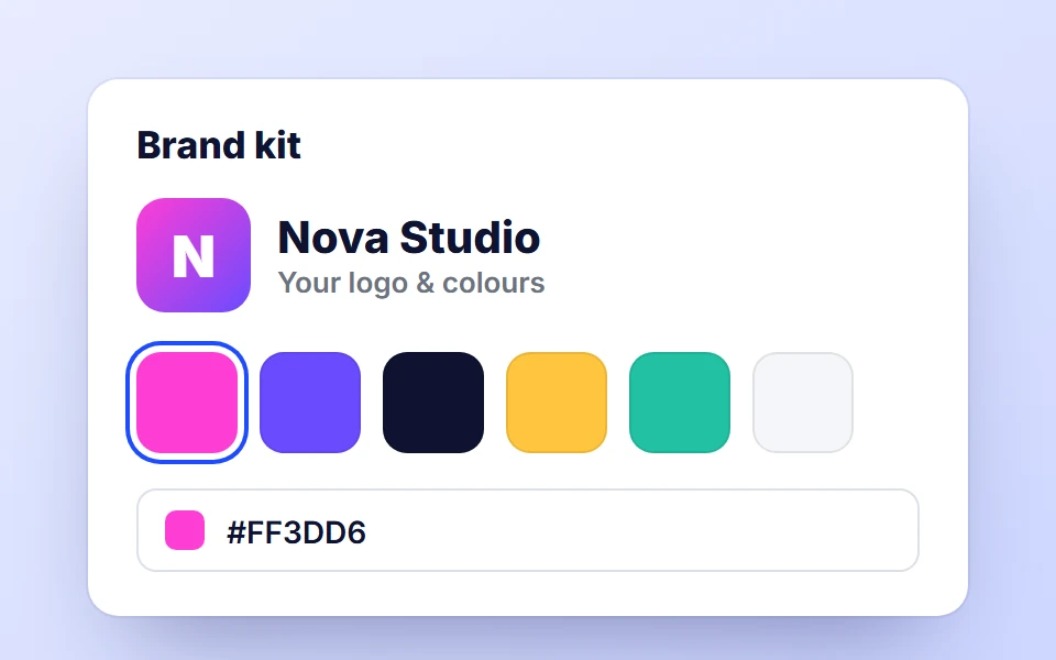 Brand kit with your logo and colour palette