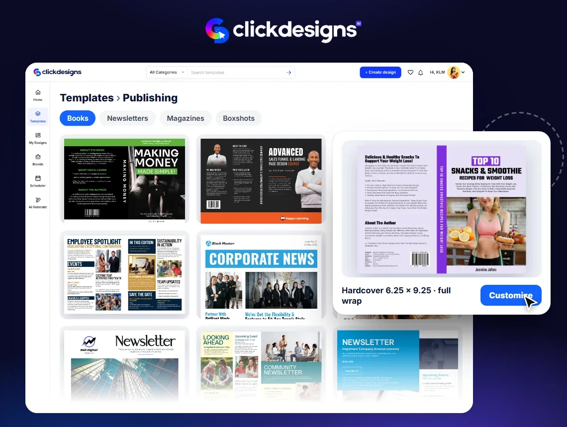 Done-For-You Publishing Layouts templates inside ClickDesigns