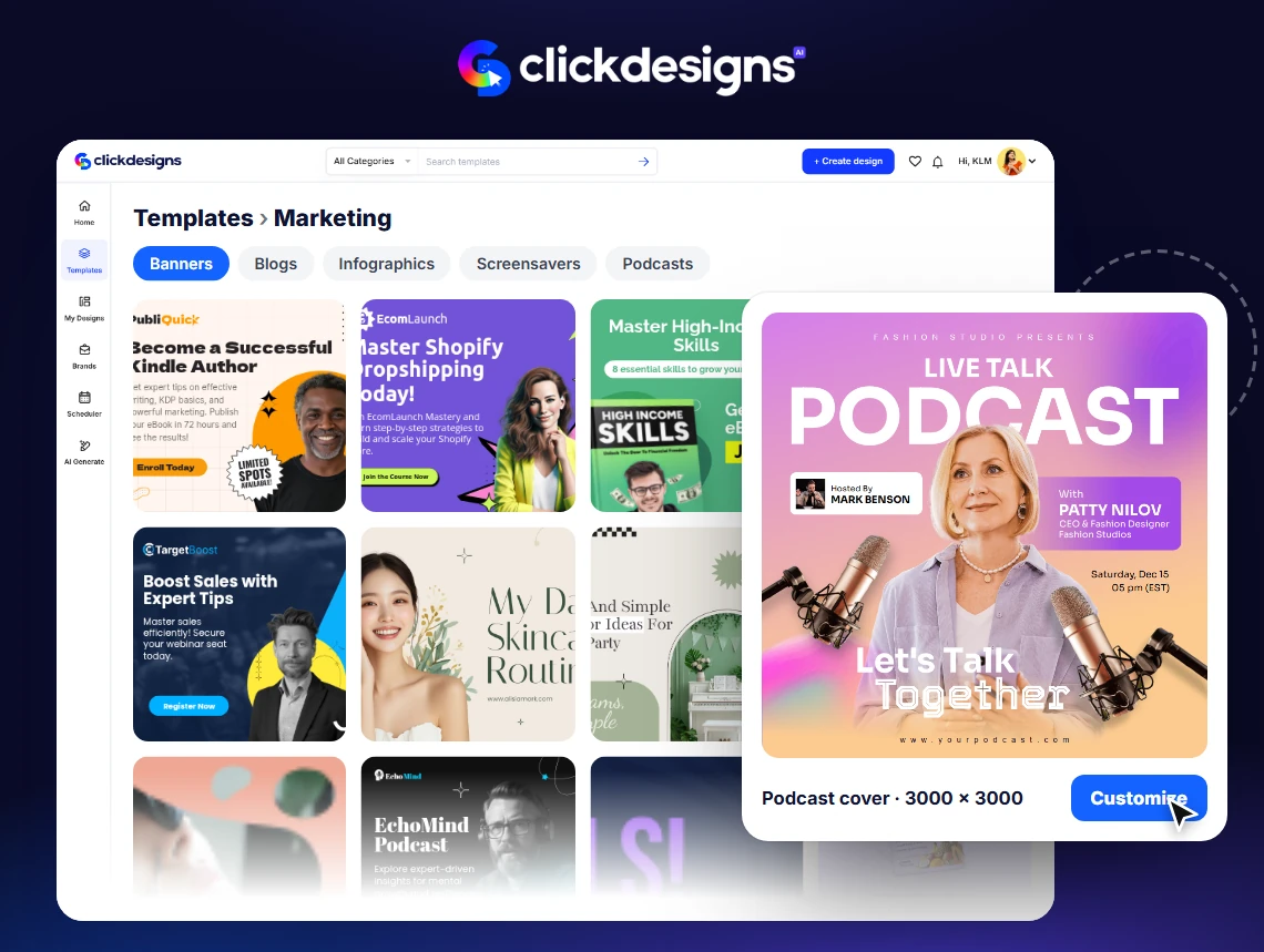 Done-For-You Marketing Designs templates inside ClickDesigns