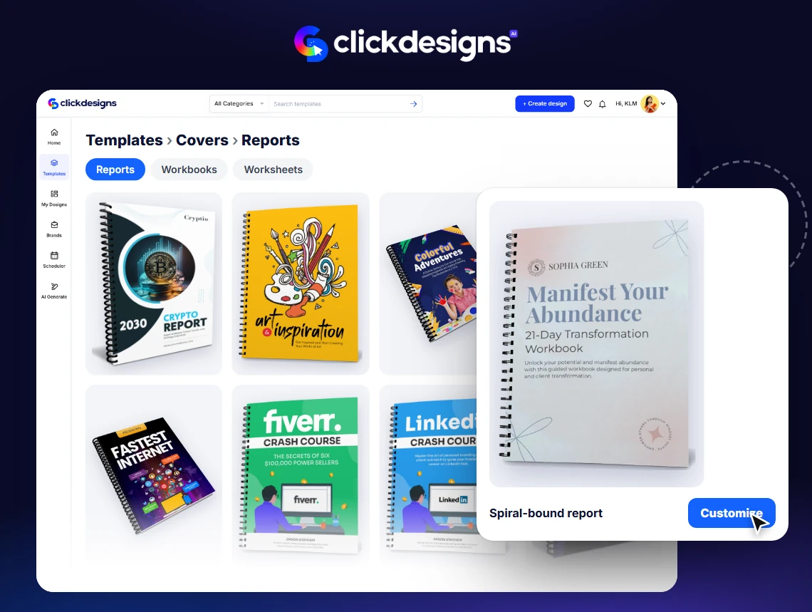 Done-For-You Report Designs templates inside ClickDesigns