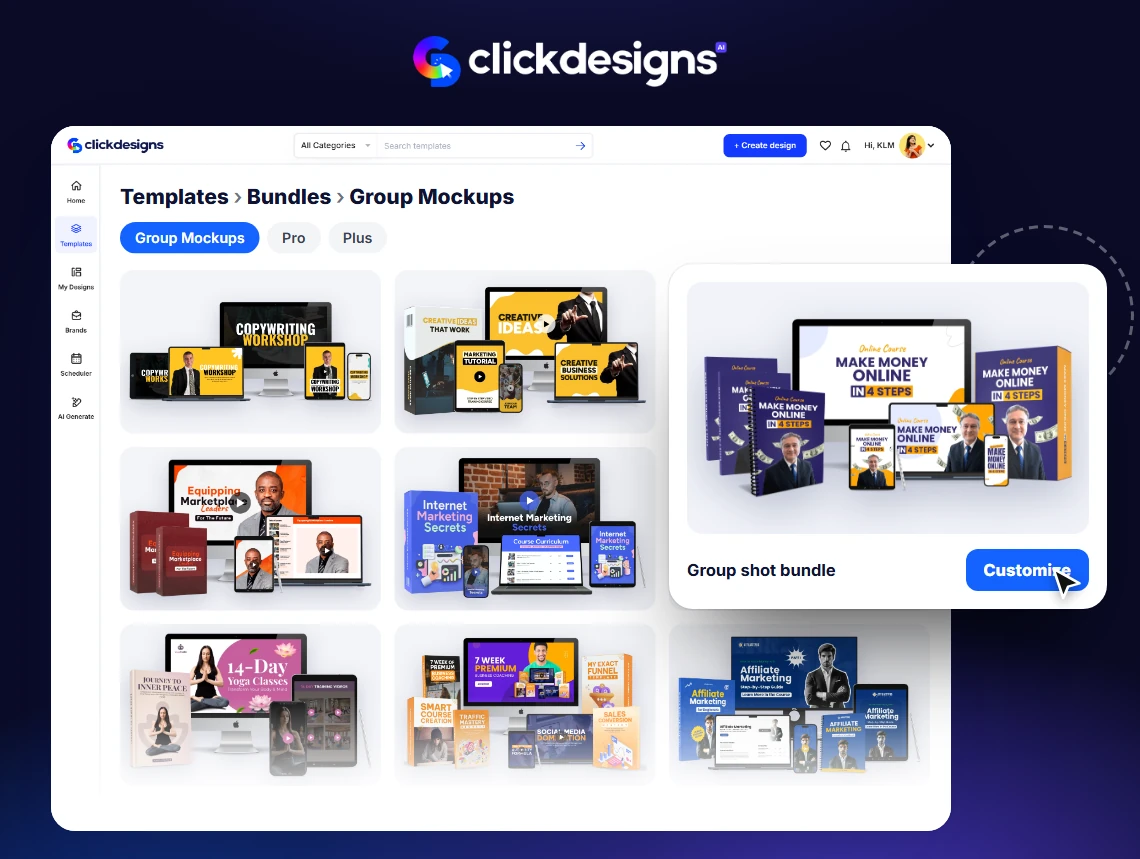 Done-For-You Group Shot Designs templates inside ClickDesigns
