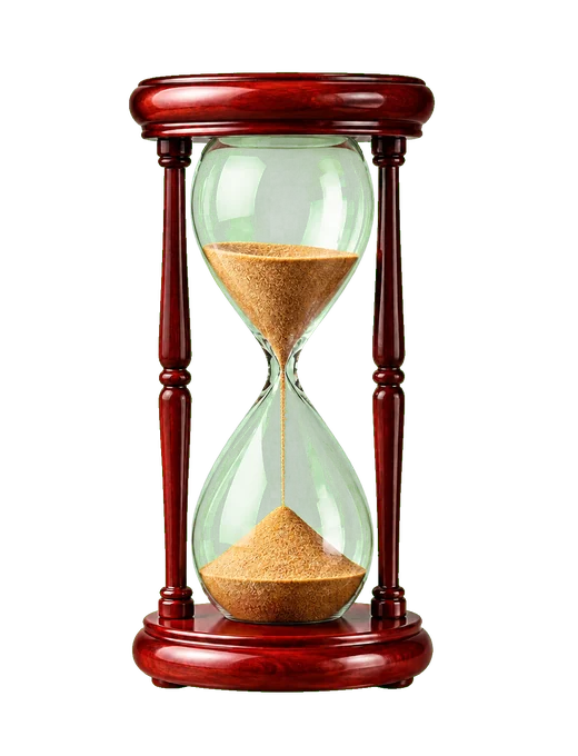 Realistic hourglass with golden sand