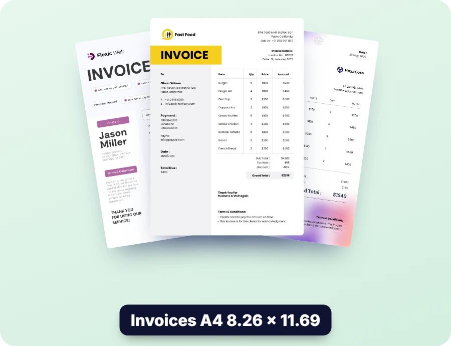 ClickDesigns invoices templates
