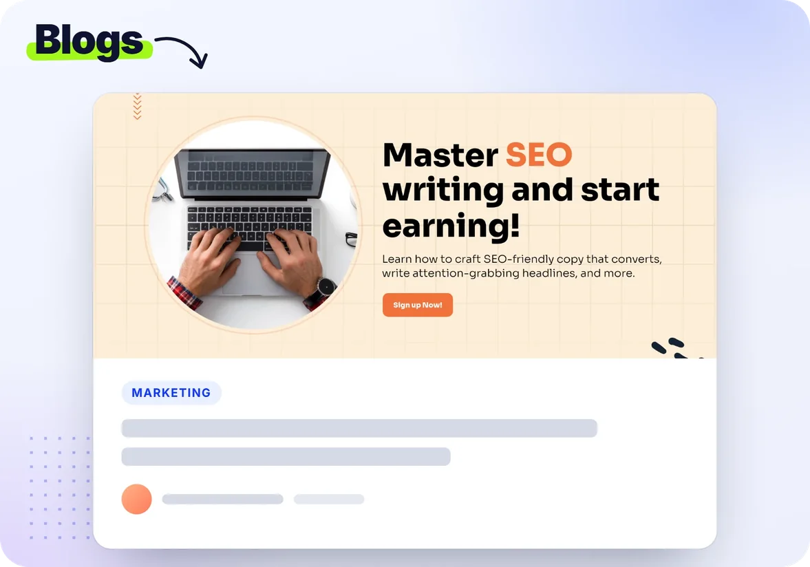 A ClickDesigns blog header on a blog article