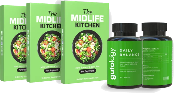 The Midlife Kitchen book with supplement bottles