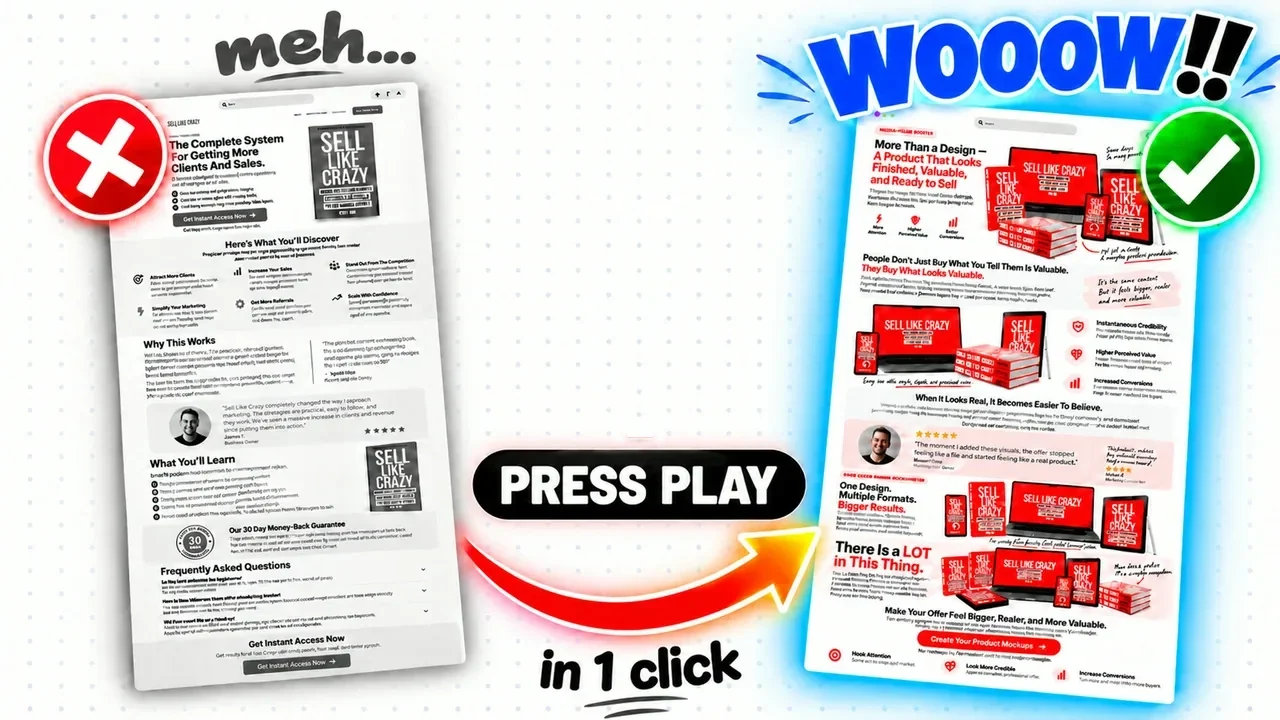 Press play: a plain sales page turned into a premium one in 1 click