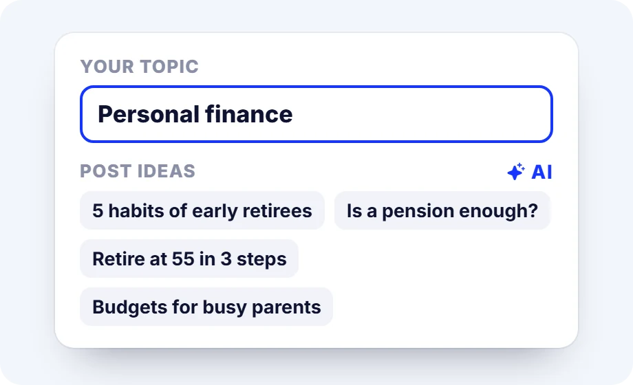 The topic Personal finance turned into four AI post ideas