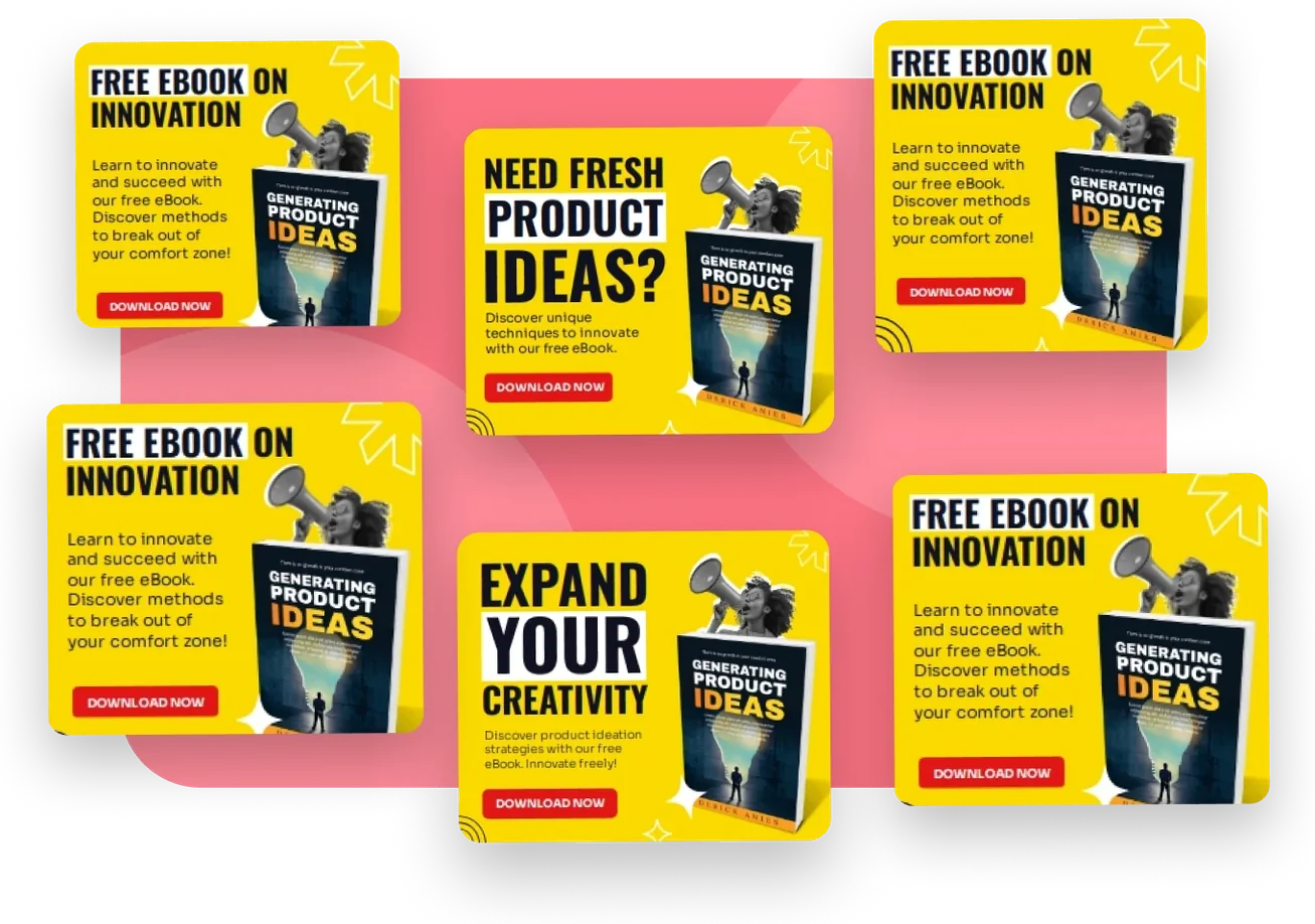 The same ad creative with different headline, sub-headline and CTA variations